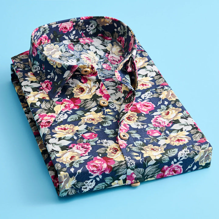 Stylish men's casual floral shirt with short sleeves, ideal for summer fashion and comfort.