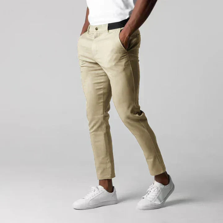 Men's trendy slim fit casual chinos pants in a versatile color, perfect for everyday style and comfort.