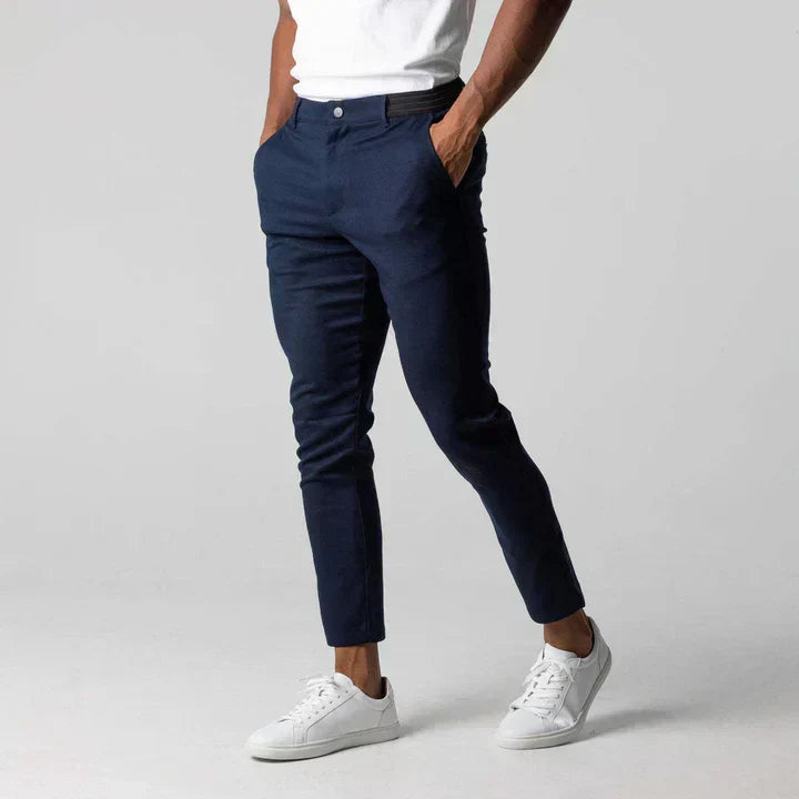 Stylish men's slim fit casual chinos trousers, ideal for versatile everyday wear, offering modern comfort.