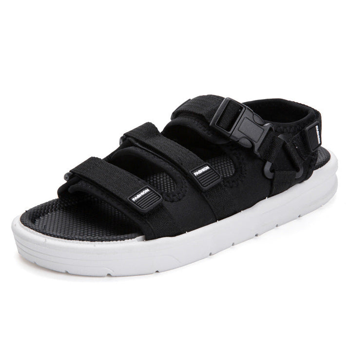 Adjustable triple strap men's sandals. Cushioned for comfortable outdoor summer wear. Stylish and practical.