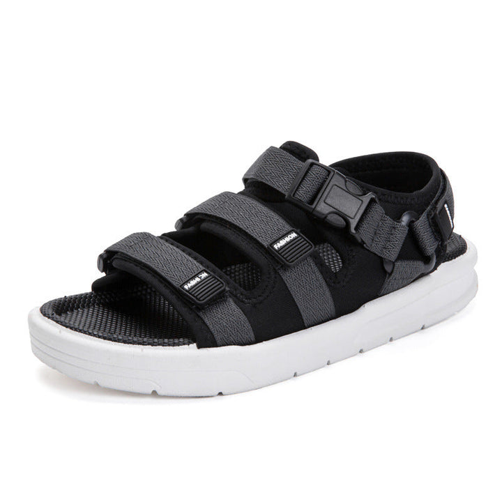 Durable men's outdoor sandals with three adjustable straps and cushioned footbed. Perfect for summer.