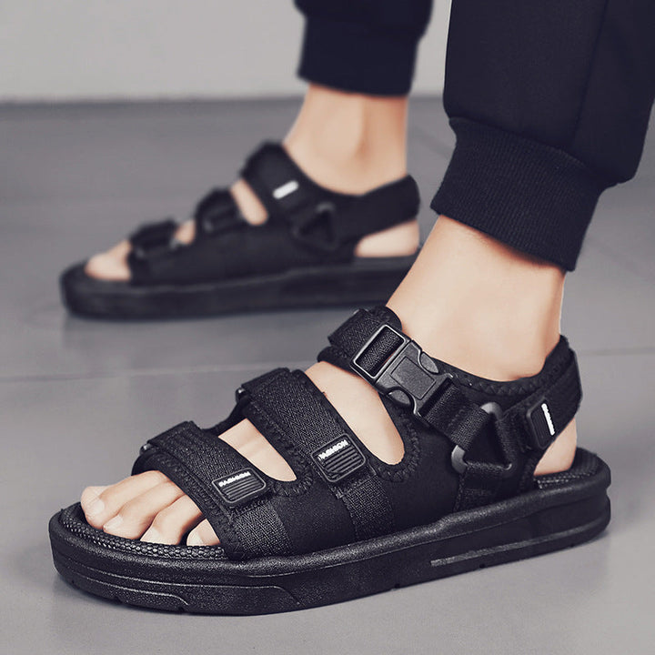 Men's summer beach sandals, featuring triple adjustable straps and a comfortable cushioned design. Great for walking.