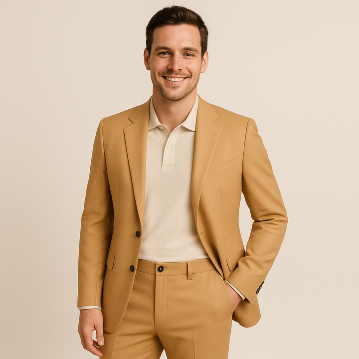 Men's two-piece formal suit set, blazer & pants. Perfect for business, weddings, and elegant events.