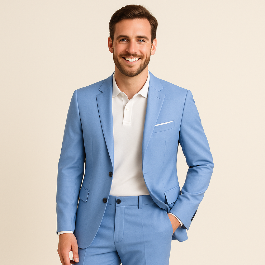 Classic men's suit pants, completing the two-piece formal wear set for a sharp, professional look.