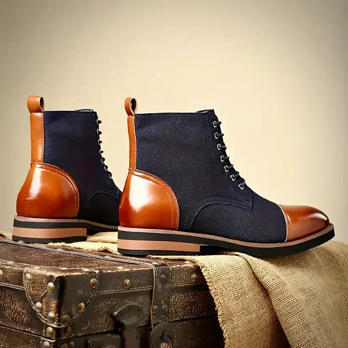 Versatile men's two-tone hybrid ankle boots, blending smart casual and formal modern footwear.