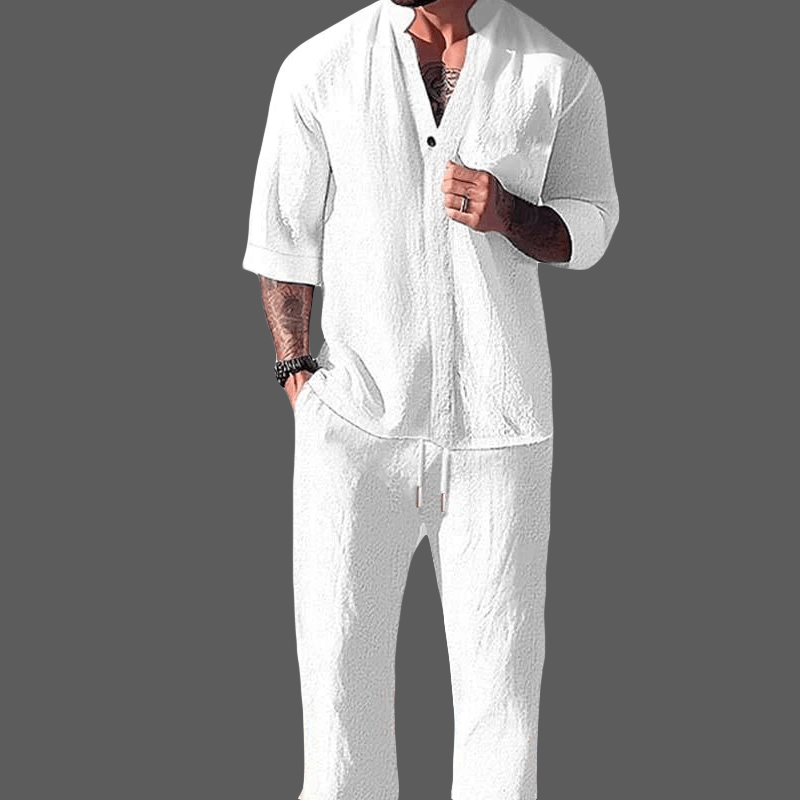 Men's ultra-comfort loungewear set for ultimate relaxation. Soft, casual two-piece comfort wear.