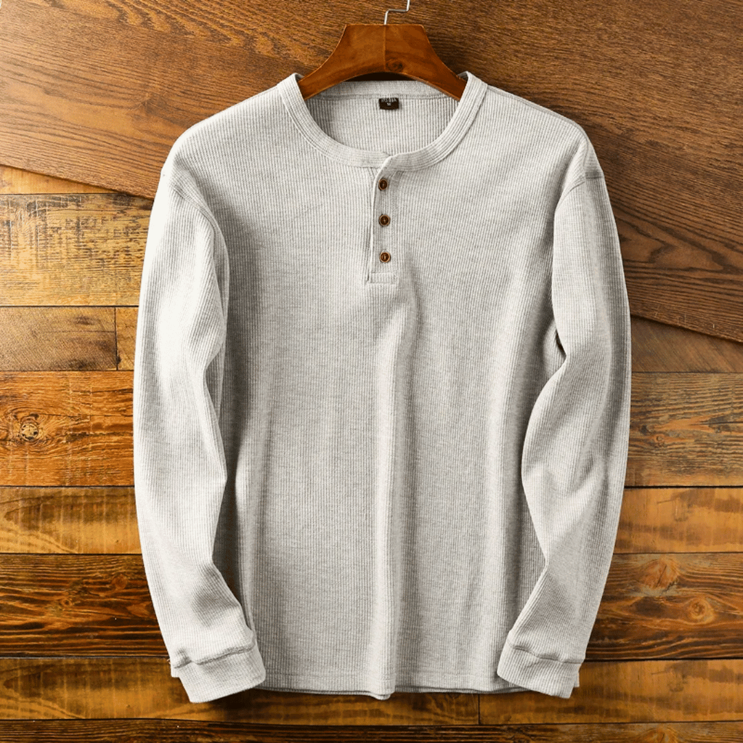 Men's ultra-soft long sleeve Henley shirt for effortless style and all-day comfort.
