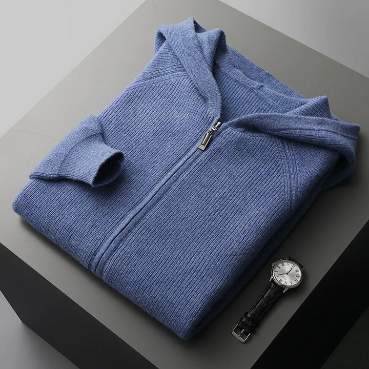 Plush men's ultra-soft hoodie, showcasing its comfortable fabric and relaxed pullover design.