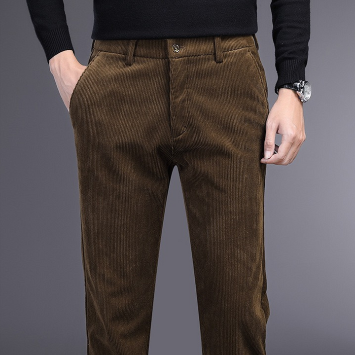 Elegant men's stretch dress pants in black, blending ultimate comfort with a sleek, contemporary aesthetic.