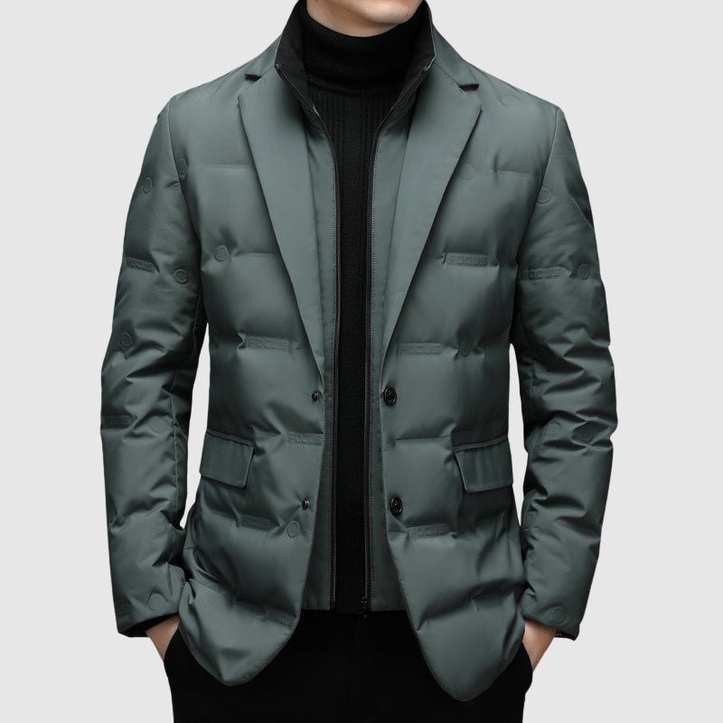 Versatile men's quilted button jacket for urban style, a key piece of fall & winter outerwear.