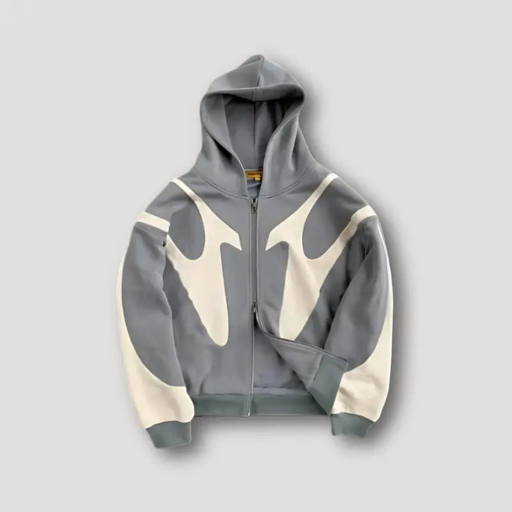 Comfortable men's casual zip hoodie, a trendy urban streetwear piece, great for layering.