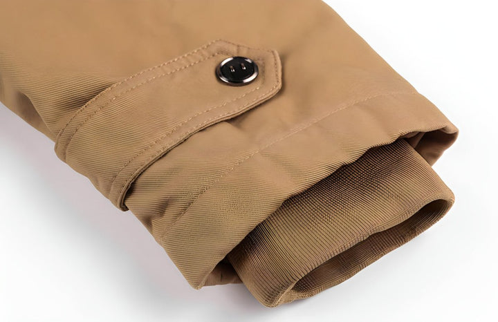 A stylish men's zip-up utility jacket with hood, multi-pockets, perfect for cool weather outerwear.