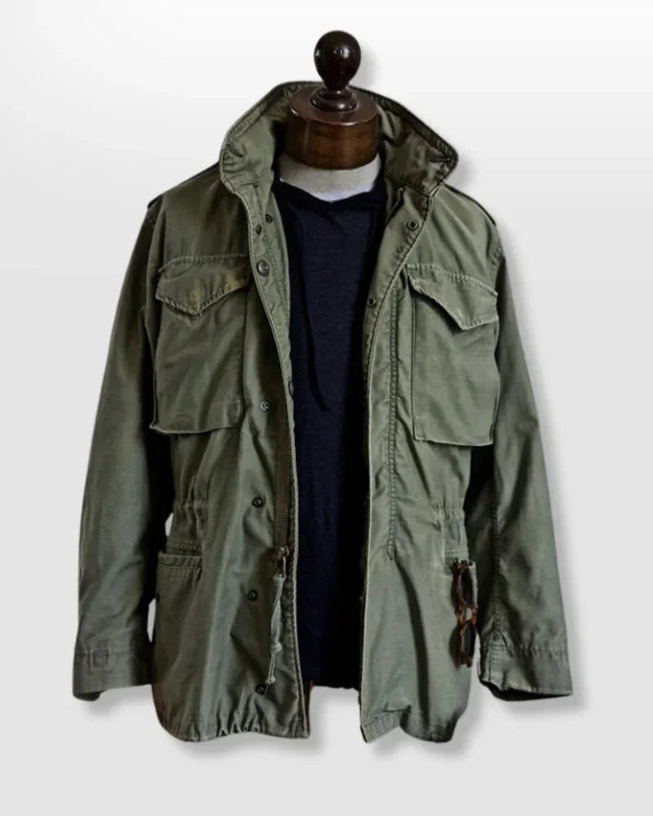 Versatile men's long sleeve field jacket, ideal for autumn/spring. Casual military-style outerwear with many pockets.