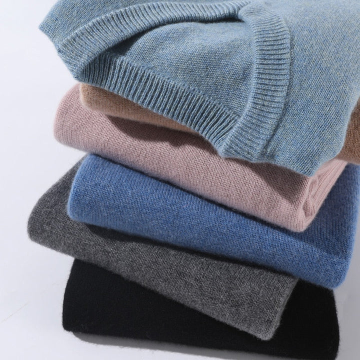 Men's V-neck long sleeve knit sweater, ideal for casual autumn and winter layering.