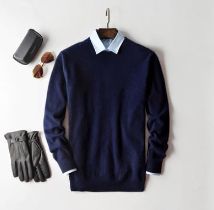 Relaxed fit men's V-neck long sleeve sweater, ideal for comfortable lounging or casual outings.