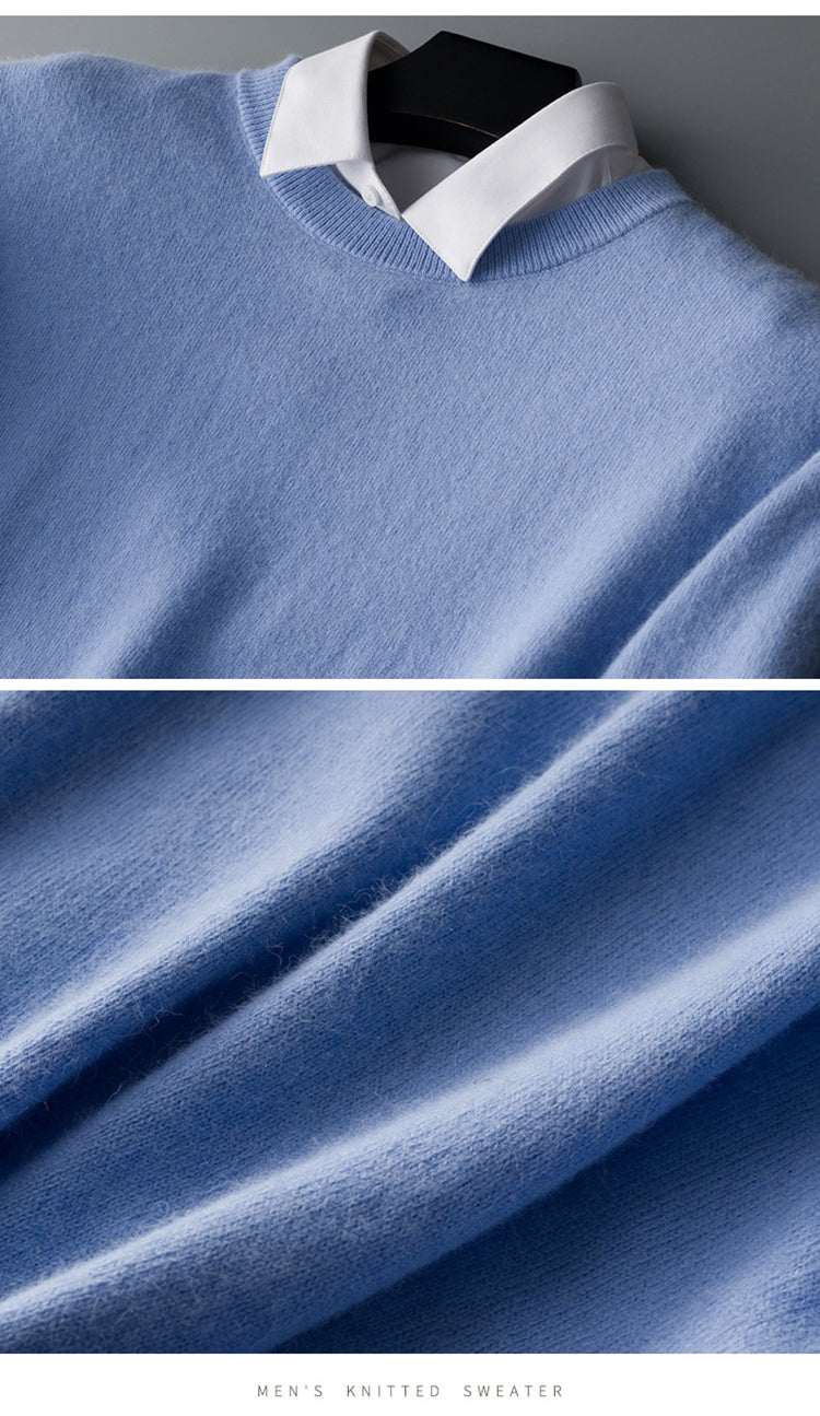 Men's V-neck long sleeve pullover sweater, a timeless piece for cold weather.