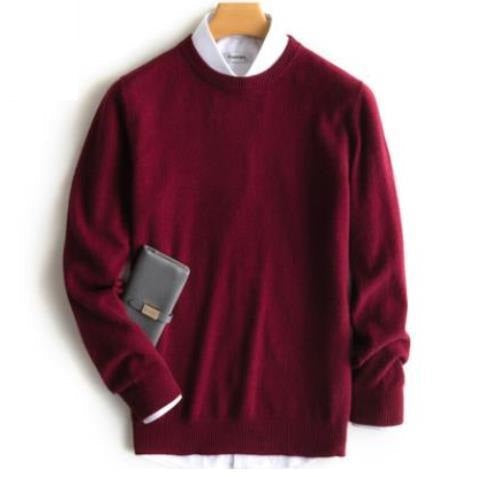 Cozy men's V-neck long sleeve knit sweater, providing warmth and comfort all season long.