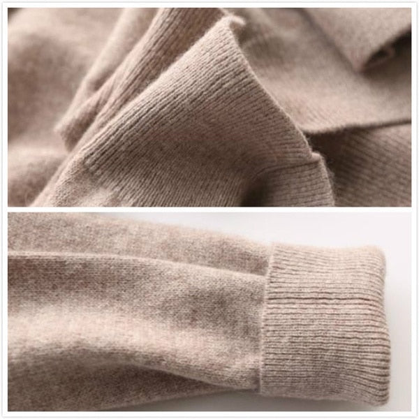 Warm men's knit V-neck long sleeve sweater, perfect for chilly autumn and winter days.