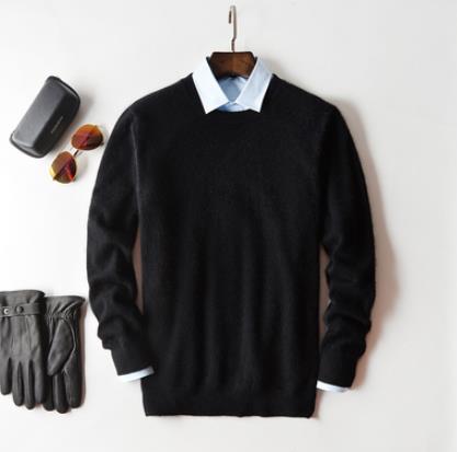 Casual men's V-neck long sleeve knit sweater, an essential for any wardrobe.