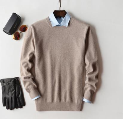 Elegant men's V-neck long sleeve sweater, offering comfort and classic style.
