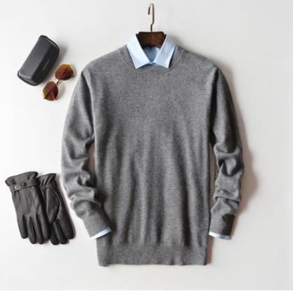 Durable men's V-neck knit sweater with long sleeves, perfect for everyday wear.