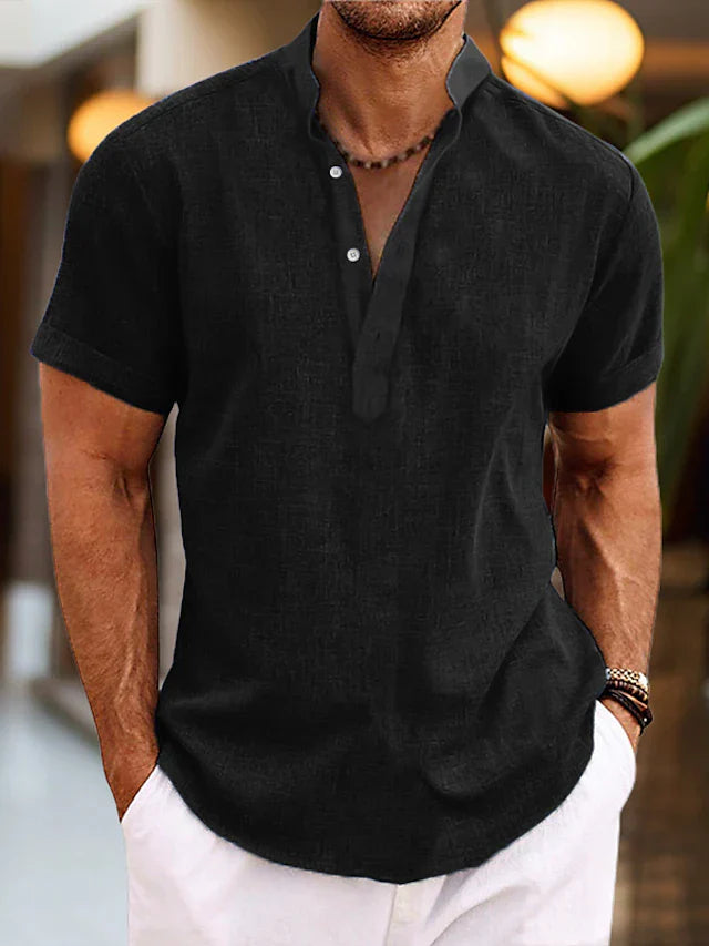Modern men's smart casual V-neck polo shirt, offering everyday style & ultimate comfort.