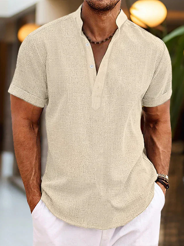Everyday men's V-neck polo, a comfortable top for versatile styling & casual fashion.