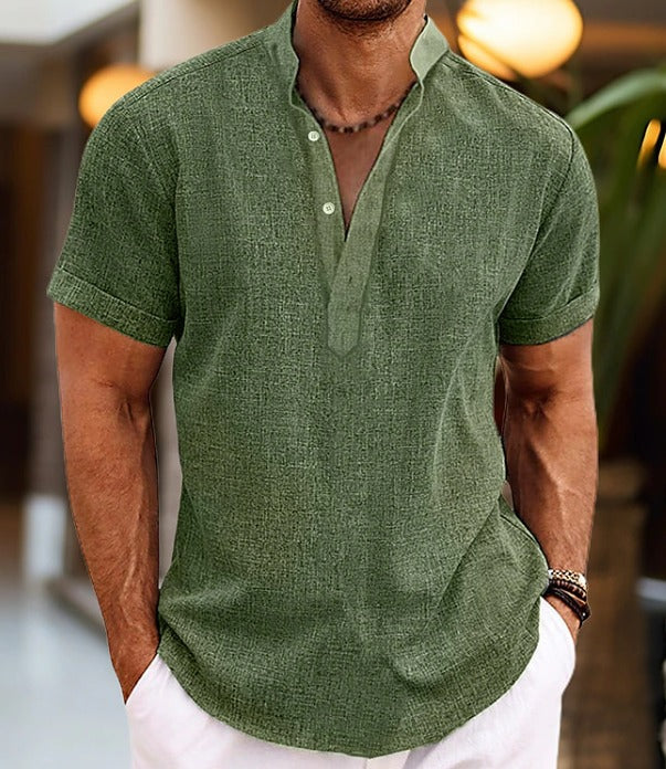 Stylish men's V-neck polo for ultimate comfort & everyday fashion, a modern essential.