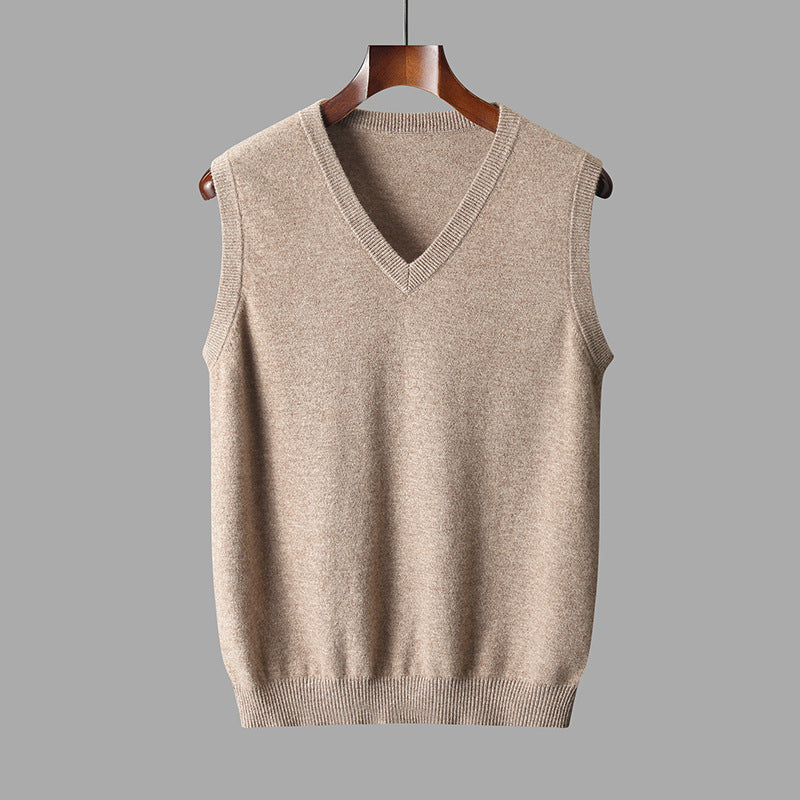 Men's V-neck sweater vest for classic smart casual layering. Knitwear comfort & timeless fashion.