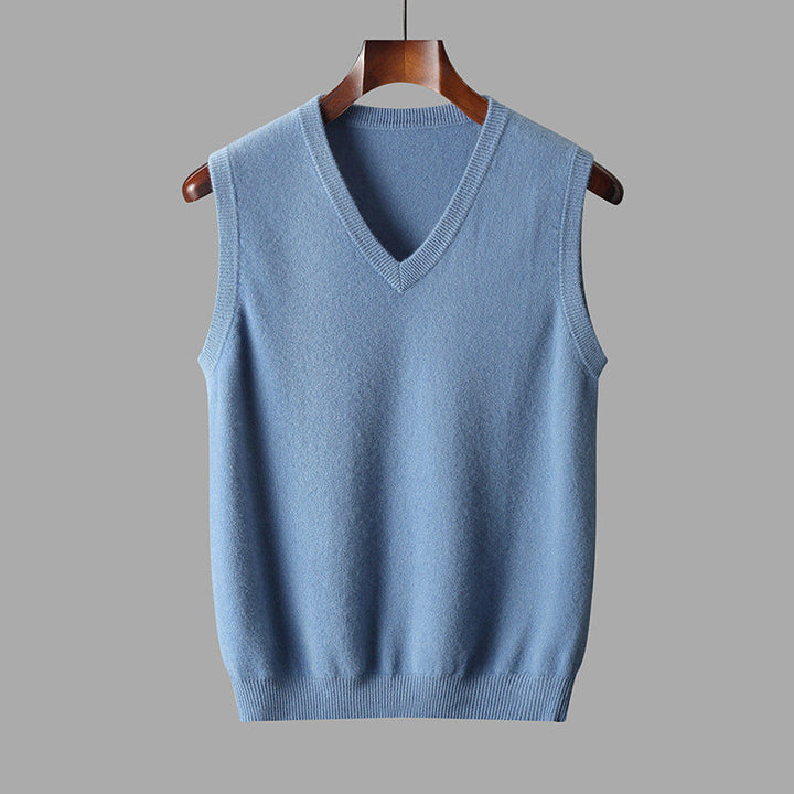 Soft knit V-neck sweater vest, perfect for adding warmth & a polished look to any men's outfit.