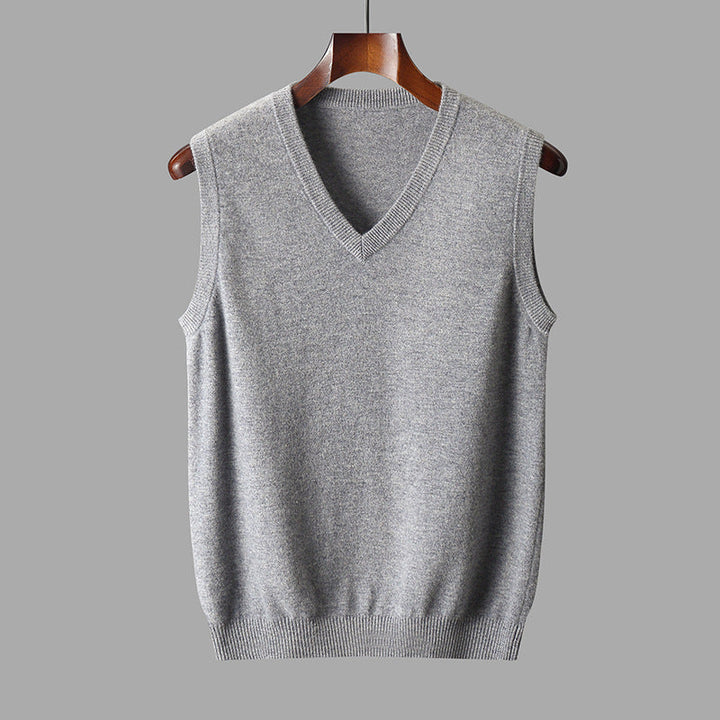 Versatile men's V-neck sweater vest. Easy layering for smart casual, business or everyday classic style.