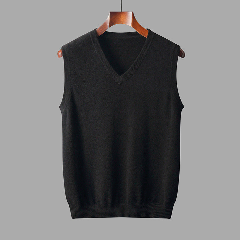 Cozy & stylish men's V-neck sweater vest. Essential knitwear for comfortable, smart casual layering.