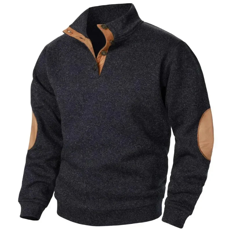 New men's V-neck long-sleeve sweatshirt, designed for casual comfort & outdoor versatility.