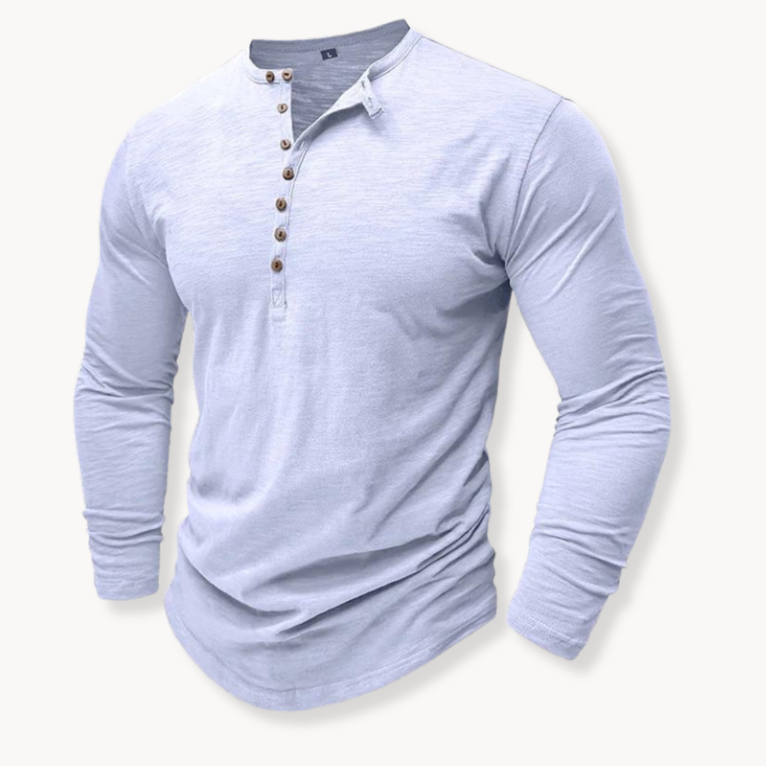 Comfortable men's long-sleeve henley, classic fit with 7-button detail. Perfect for casual style & everyday wear.