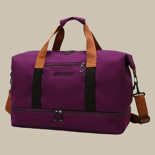 Large capacity men's duffel bag for travel & gym, multi-compartment, water-resistant Oxford fabric.