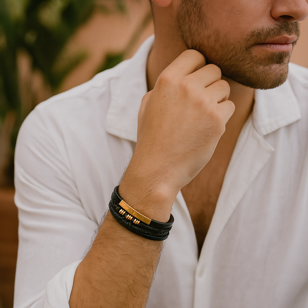 Stylish men's wristband, a versatile accessory for any occasion. Luxury men's jewelry, great gift for him.