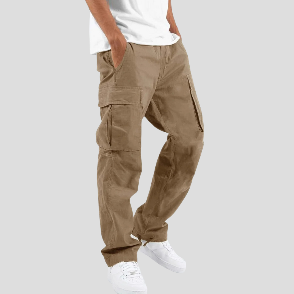 Men's versatile cargo pants for everyday comfort, featuring multiple storage pockets & tapered leg for casual style.
