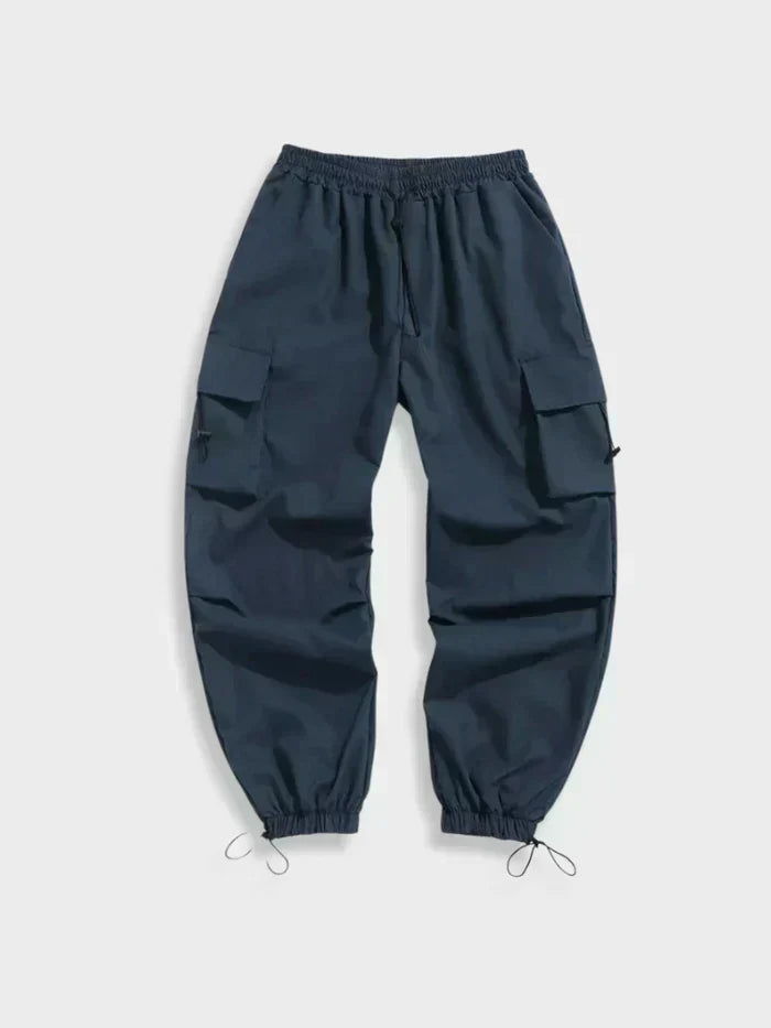 Relaxed fit men's cargo pants, presenting a rugged look for versatile everyday fashion and comfort.