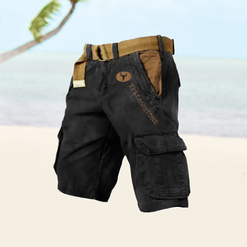 Comfortable men's multi-pocket cargo shorts for everyday wear, ideal for outdoor & adventure.