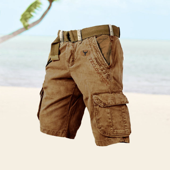 Casual men's summer cargo shorts, multi-pocket design, ideal for outdoor adventures & comfortable wear.