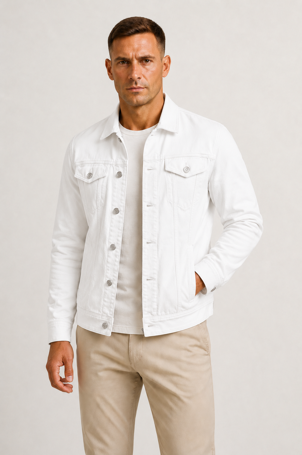 Men's versatile denim jacket, perfect for casual and smart-casual outfits. A modern fit for everyday wear.