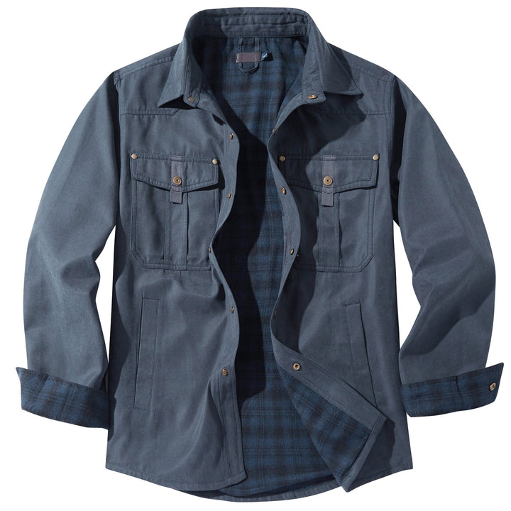 Men's insulated jacket, a reliable flannel-lined coat for diverse weather conditions.