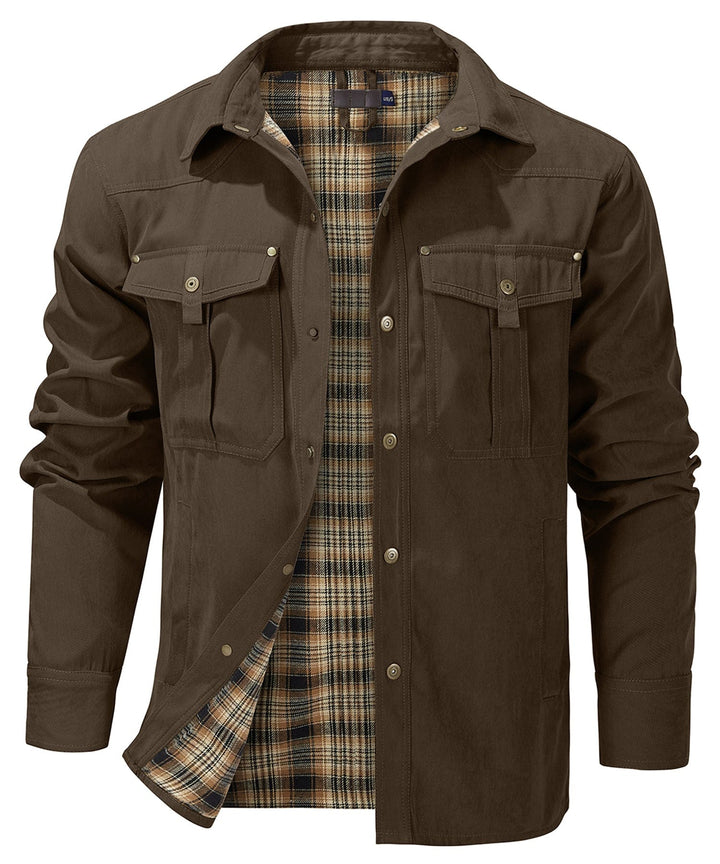 Front view: Men's insulated jacket, a versatile outerwear piece for cold weather.
