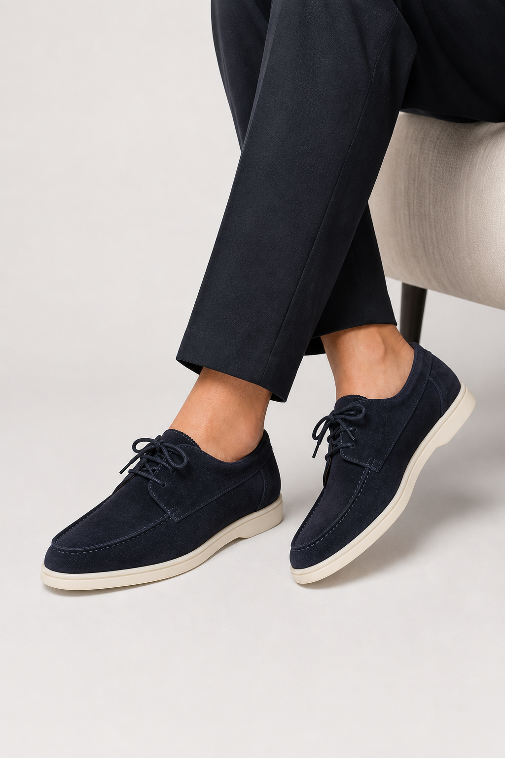 Pair of men's versatile lace loafers in rich brown, offering smart casual elegance & comfort.