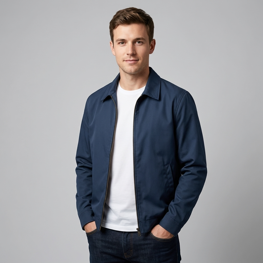 Versatile men's jacket, perfect transitional outerwear for smart casual or everyday style in spring and fall.