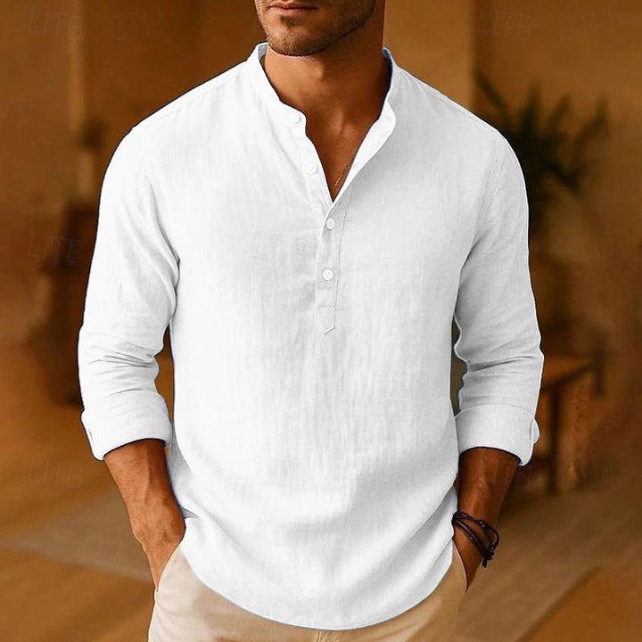 Comfortable men's long-sleeve shirt. Versatile button-down for smart casual occasions & everyday style.