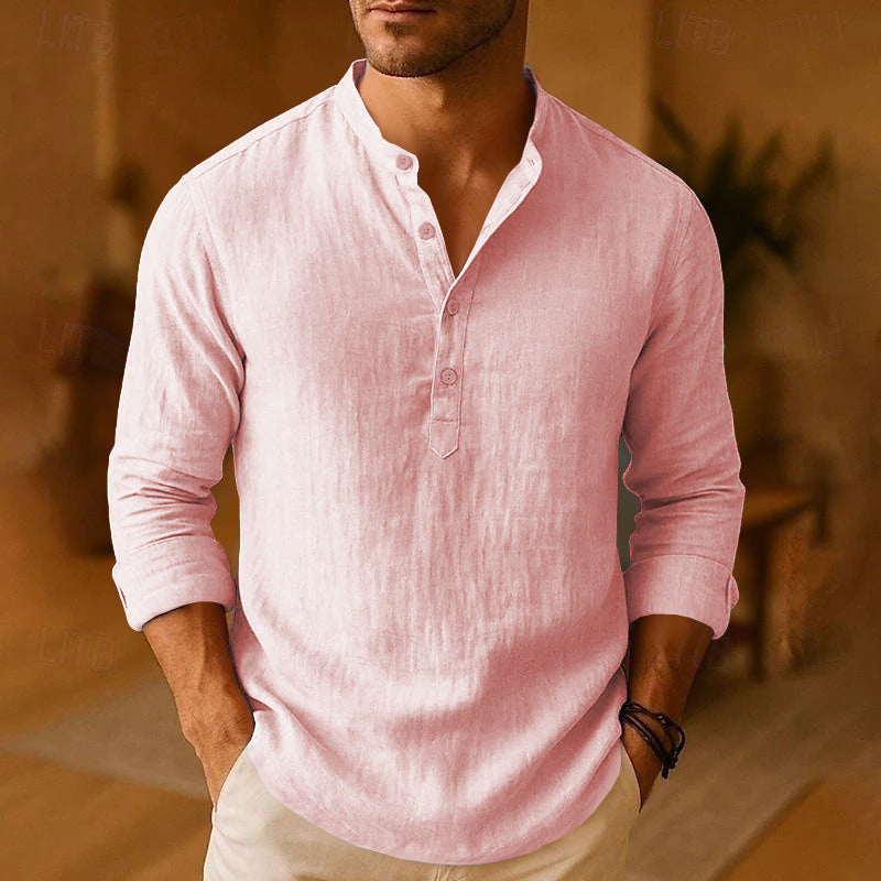 Men's relaxed fit long-sleeve button-down shirt. Perfect versatile top for casual to semi-formal wear.