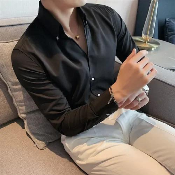 Long sleeve men's shirt with button front. A stylish, versatile top perfect for everyday and smart casual fashion.