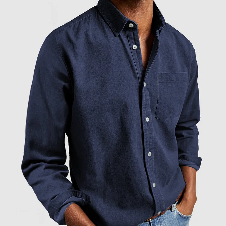 Men's versatile long sleeve button-up casual shirt with chest pocket for everyday wear.