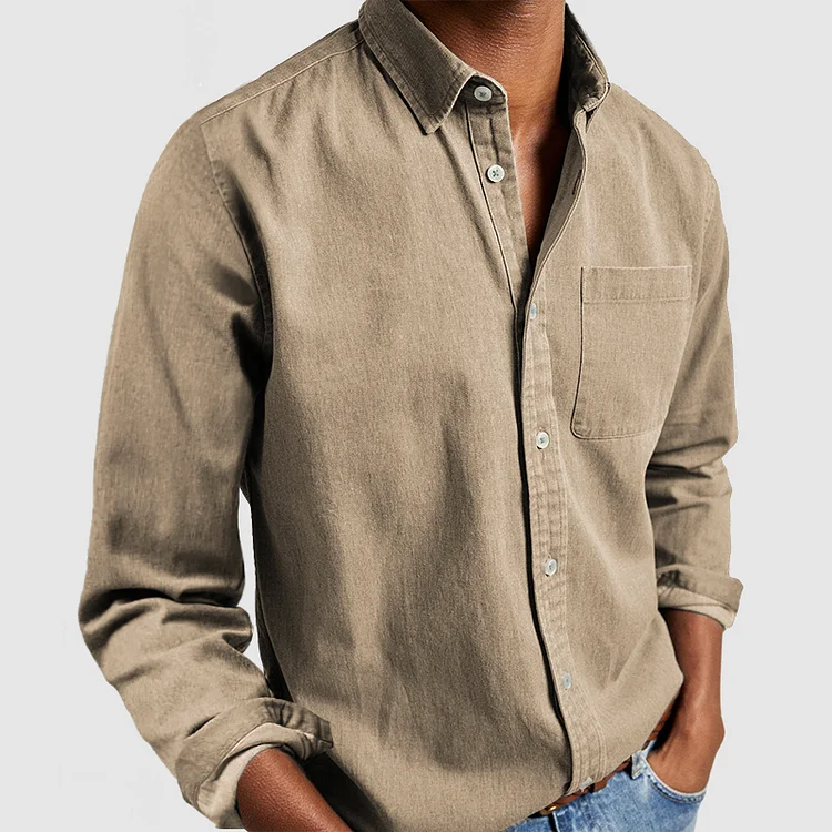 Classic men's long sleeve button-up shirt, perfect for casual everyday wear and men's fashion.